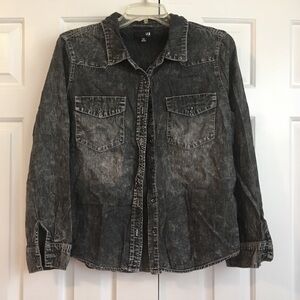 G very lightweight gray jeans jacket shirt L
